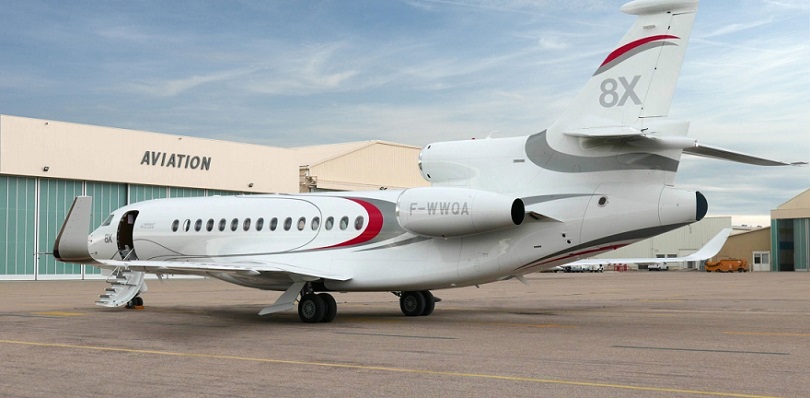 First Customer-bound Dassault Falcon 8X arrives at completions factory.jpg